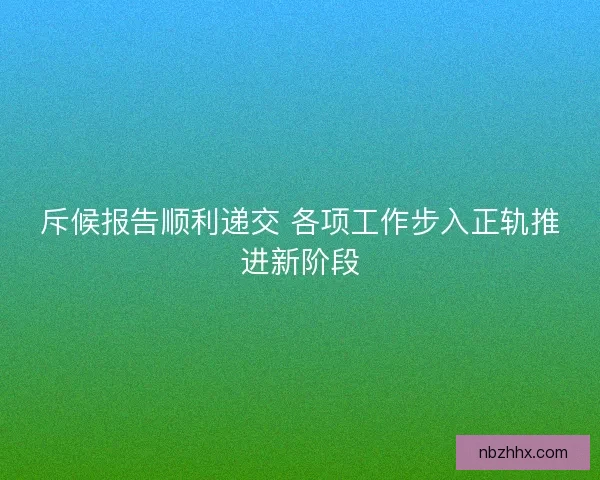 斥候报告顺利递交 各项工作步入正轨推进新阶段