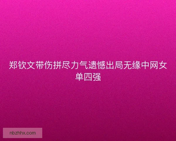 郑钦文带伤拼尽力气遗憾出局无缘中网女单四强