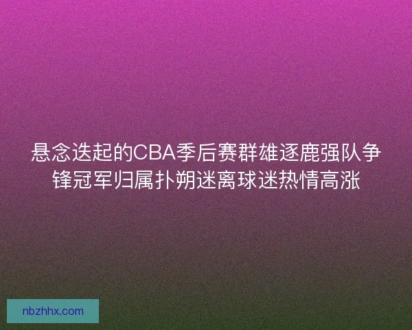 悬念迭起的CBA季后赛群雄逐鹿强队争锋冠军归属扑朔迷离球迷热情高涨
